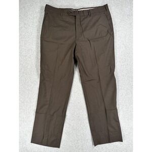 Belvest Dress Pants Mens 36x29 Brown Wool Flat Front Suit Trousers Made Italy